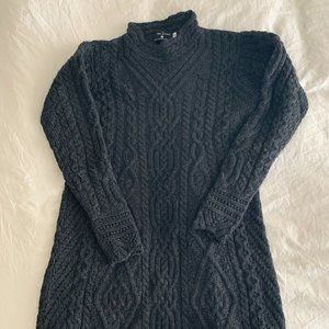 Irish Store Wool Knit Sweater Dress in Charcoal